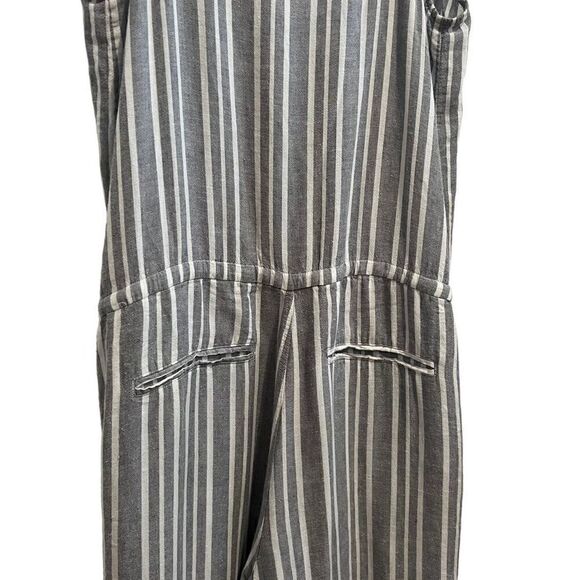 Rails Brooklyn Linen Blend Grey and White Striped Cropped Jumpsuit Size S - Picture 6 of 11
